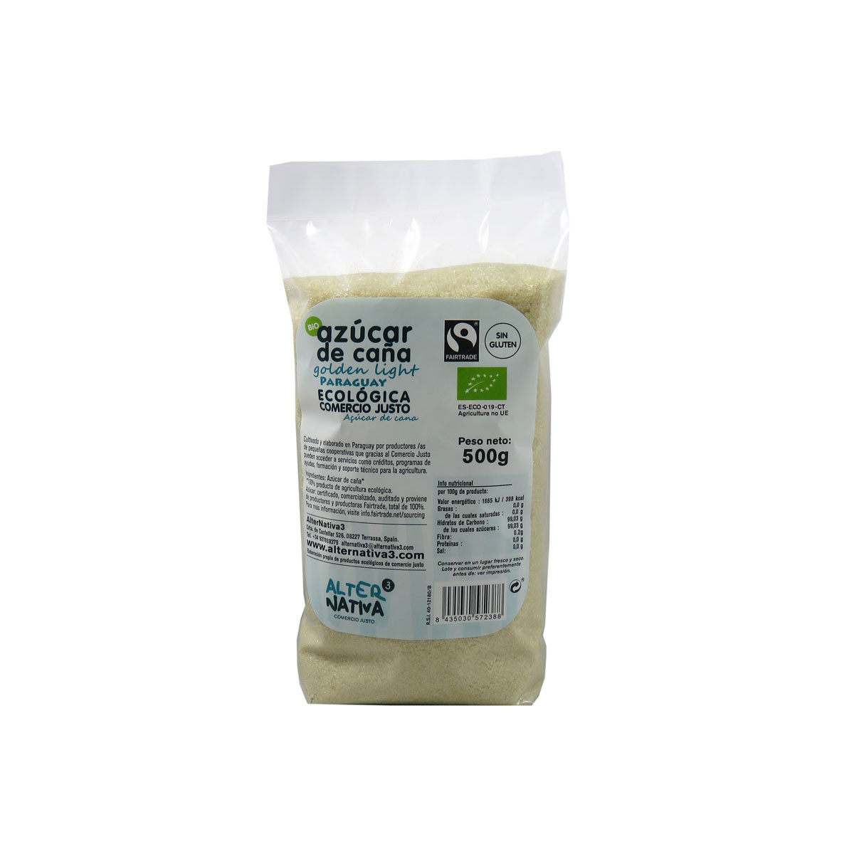 Azucar de caña golden light bio paraguay 500g Alternativa3